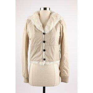 $2,890 Prada Real Fur Lined "Liner" Jacket w/ Fur Hood SZ 38 Ivory LNWOT